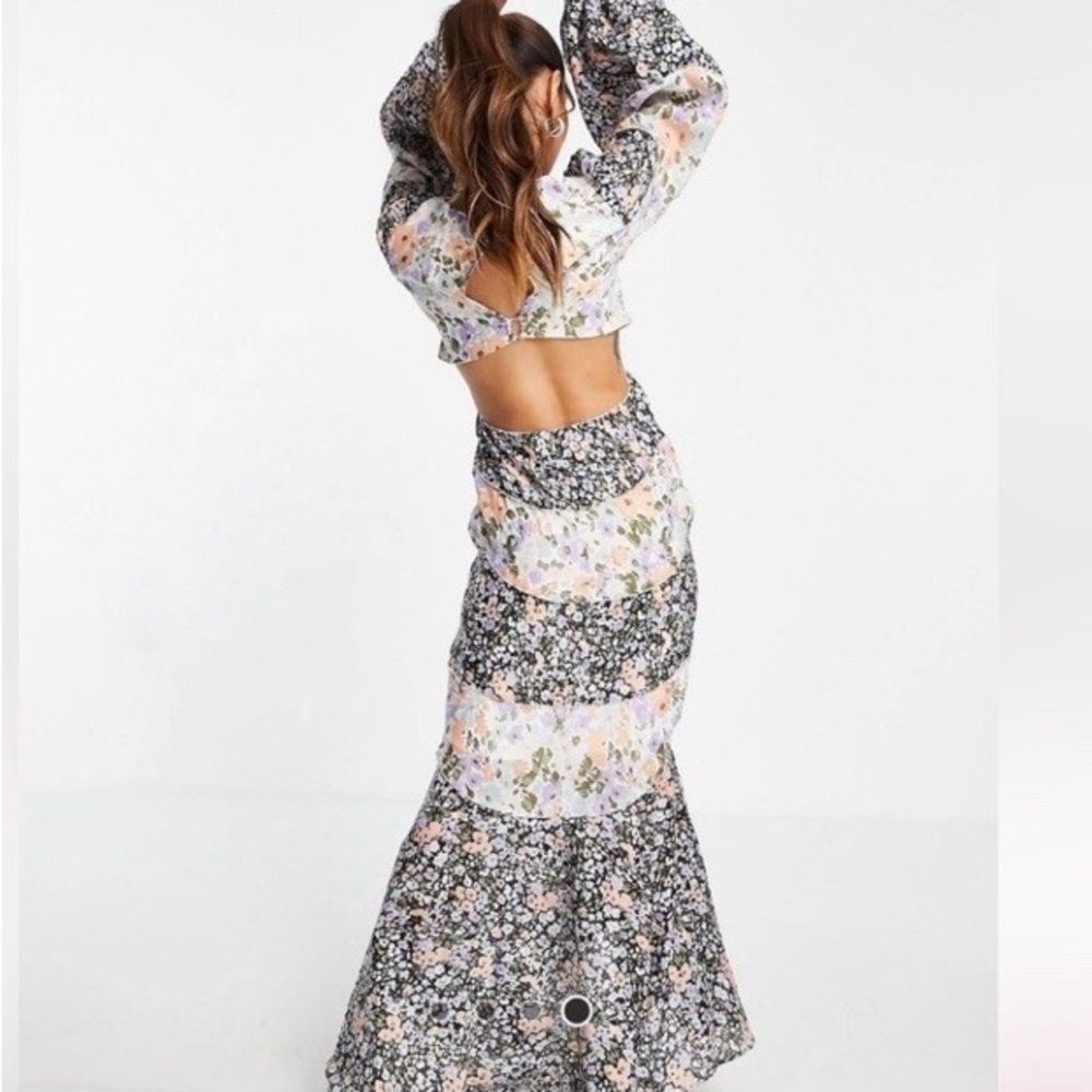 ASOS Floral Maxi Dress in Black and Pastel Floral - Picture 2 of 4